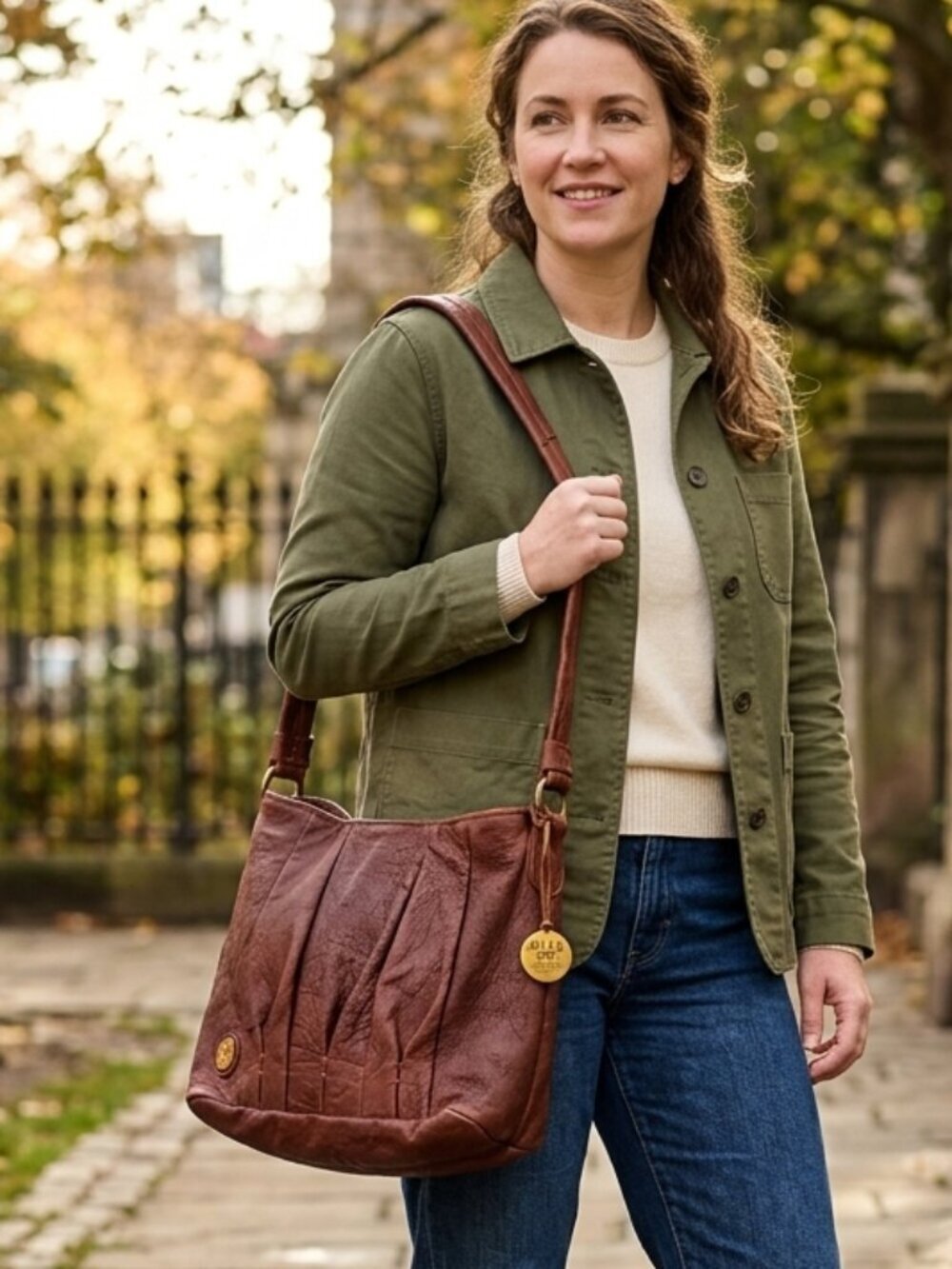 Will Leather Goods Brown Full Grain Leather Pleated Hobo Shoulder Bag